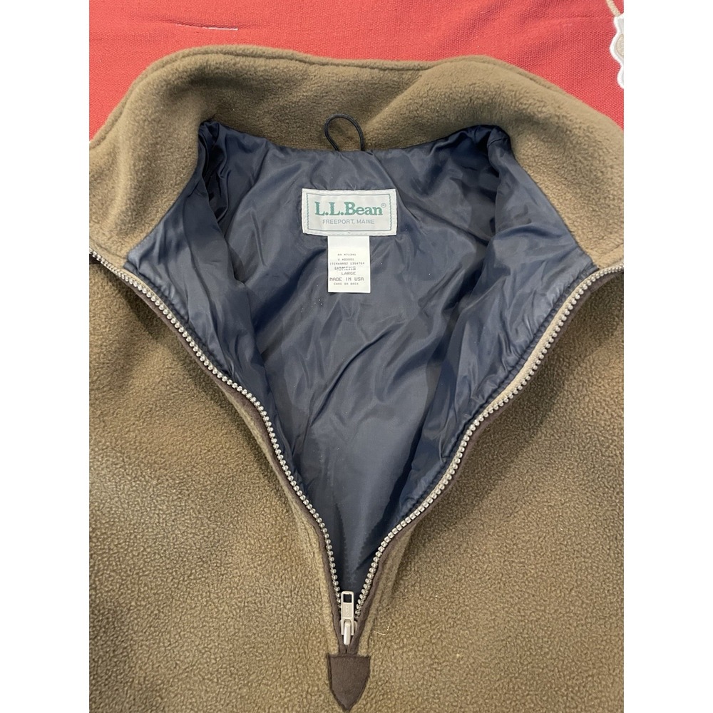 LL Bean Fleece Pullover Womens Large Brown Half Zip Lined Made in USA 1354764 - Picture 5 of 8